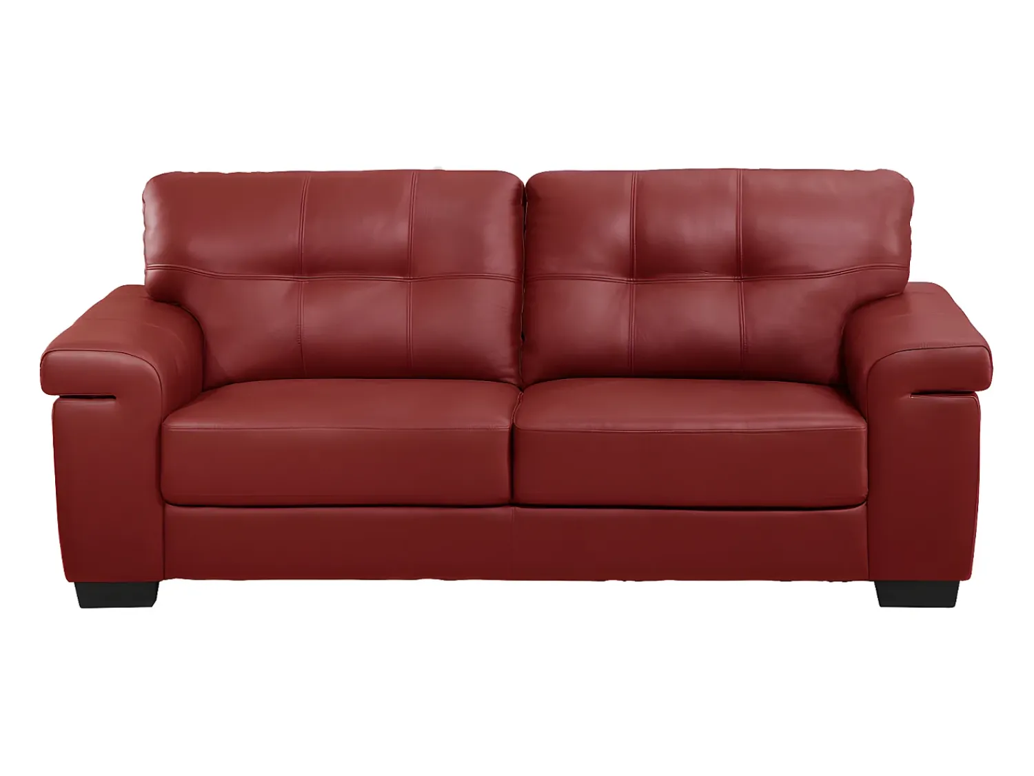 Clearance Vente-unique Sofá de 3 lugares em couro bovino - - AVELÃ Vermelho