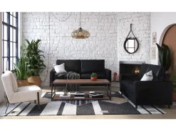 Dorel Home Sofá de 3 lugares em couro ecológico^ Sofá