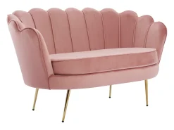 Sofá*Vente-unique Sofá de 2 lugares em forma de concha veludo cor-de- DANDELION Rosa