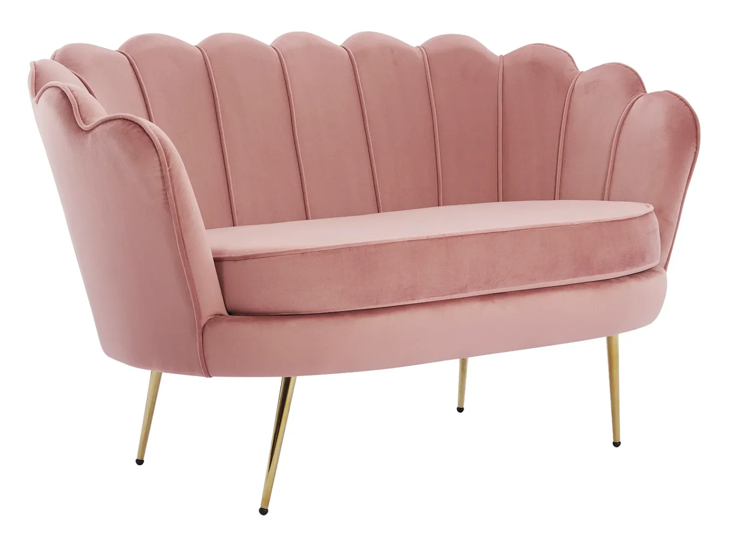 Sofá*Vente-unique Sofá de 2 lugares em forma de concha veludo cor-de- DANDELION Rosa