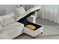 Sofá*ModernLuxe Sofá de 3 lugares em L - com portas USB de carregamento - com almofadas - sofá de canto conversível - Bege