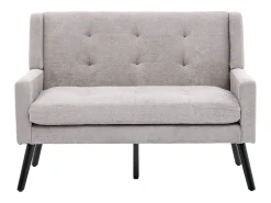 Discount Hauss Spole Sofá de 2 lugares em linho cinza claro - Pés em madeira antiderrapante - Ideal para sala de estar, quarto e escritório Cinzento claro