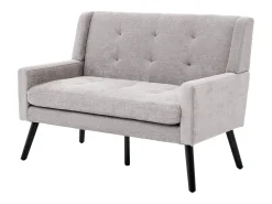 Discount Hauss Spole Sofá de 2 lugares em linho cinza claro - Pés em madeira antiderrapante - Ideal para sala de estar, quarto e escritório Cinzento claro