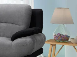 Sofá|Vente-unique Sofá de 2 lugares em microfibra bicolor cinza e preto - MUSKO Preto / Cinzento
