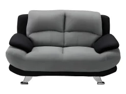 Sofá|Vente-unique Sofá de 2 lugares em microfibra bicolor cinza e preto - MUSKO Preto / Cinzento