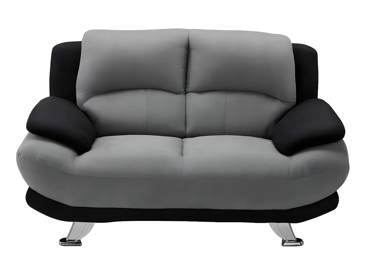 Sofá|Vente-unique Sofá de 2 lugares em microfibra bicolor cinza e preto - MUSKO Preto / Cinzento