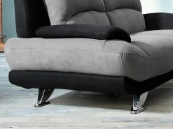 Sofá|Vente-unique Sofá de 2 lugares em microfibra bicolor cinza e preto - MUSKO Preto / Cinzento
