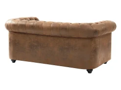 Clearance Vente-unique Sofá de 2 lugares em microfibra aspeto couro envelhecido CHESTERFIELD Castanho