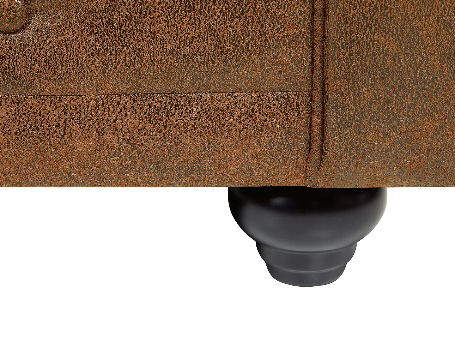 Clearance Vente-unique Sofá de 2 lugares em microfibra aspeto couro envelhecido CHESTERFIELD Castanho