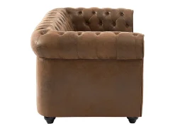 Clearance Vente-unique Sofá de 2 lugares em microfibra aspeto couro envelhecido CHESTERFIELD Castanho