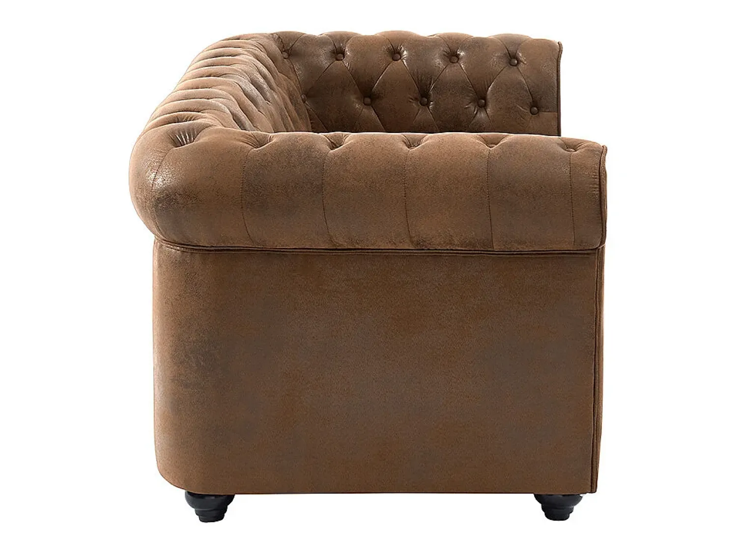 Clearance Vente-unique Sofá de 2 lugares em microfibra aspeto couro envelhecido CHESTERFIELD Castanho