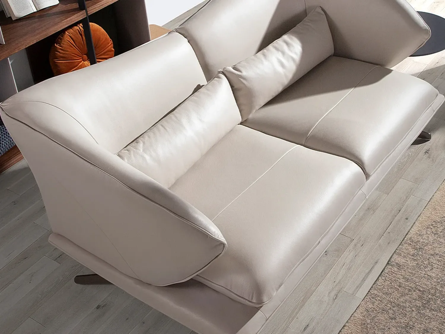 Online Angel Cerda Sofá de 2 lugares em pele cinzenta taupe 6145 Bege