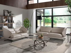 Online Angel Cerda Sofá de 2 lugares em pele cinzenta taupe 6145 Bege