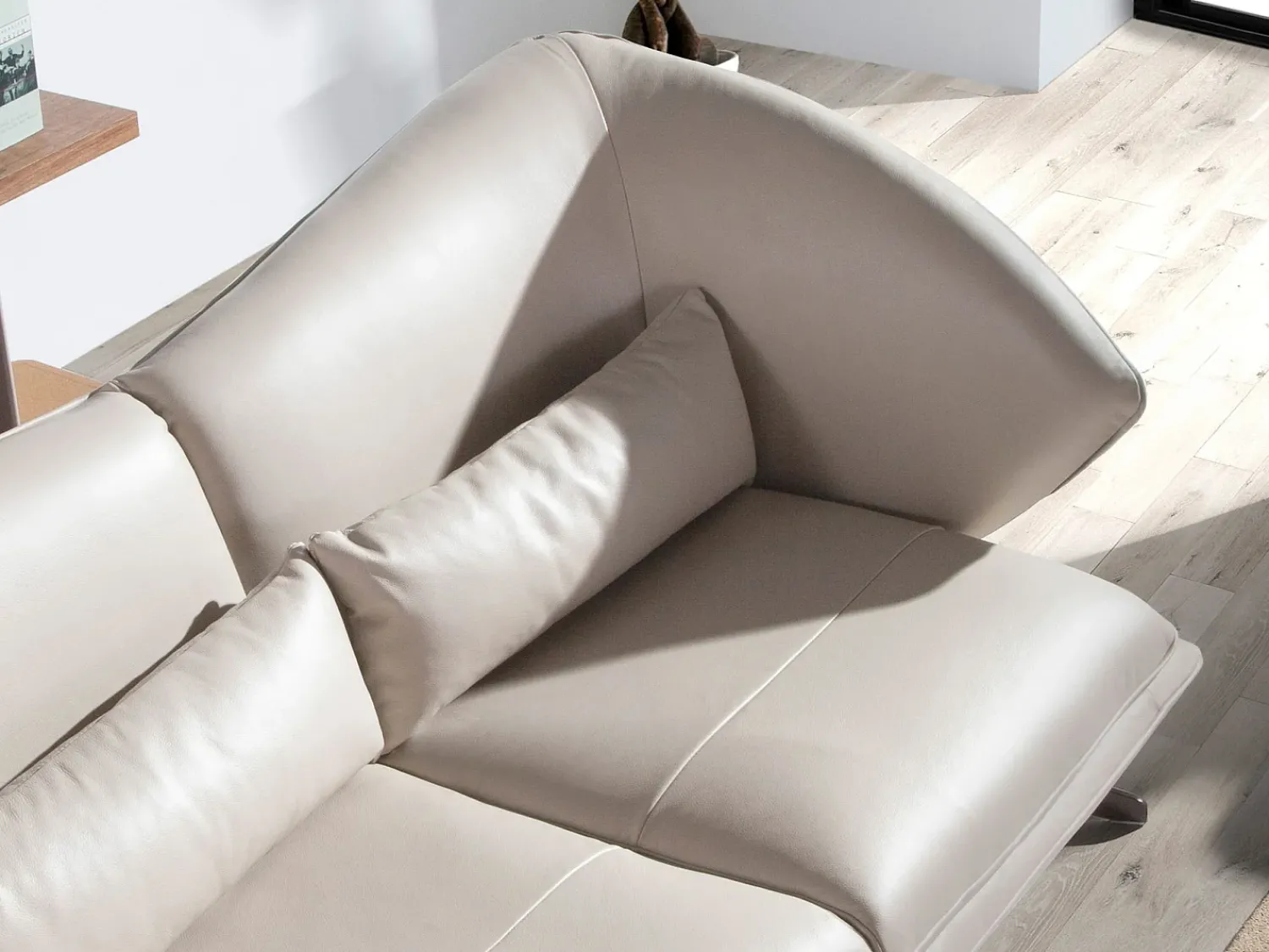 Online Angel Cerda Sofá de 2 lugares em pele cinzenta taupe 6145 Bege