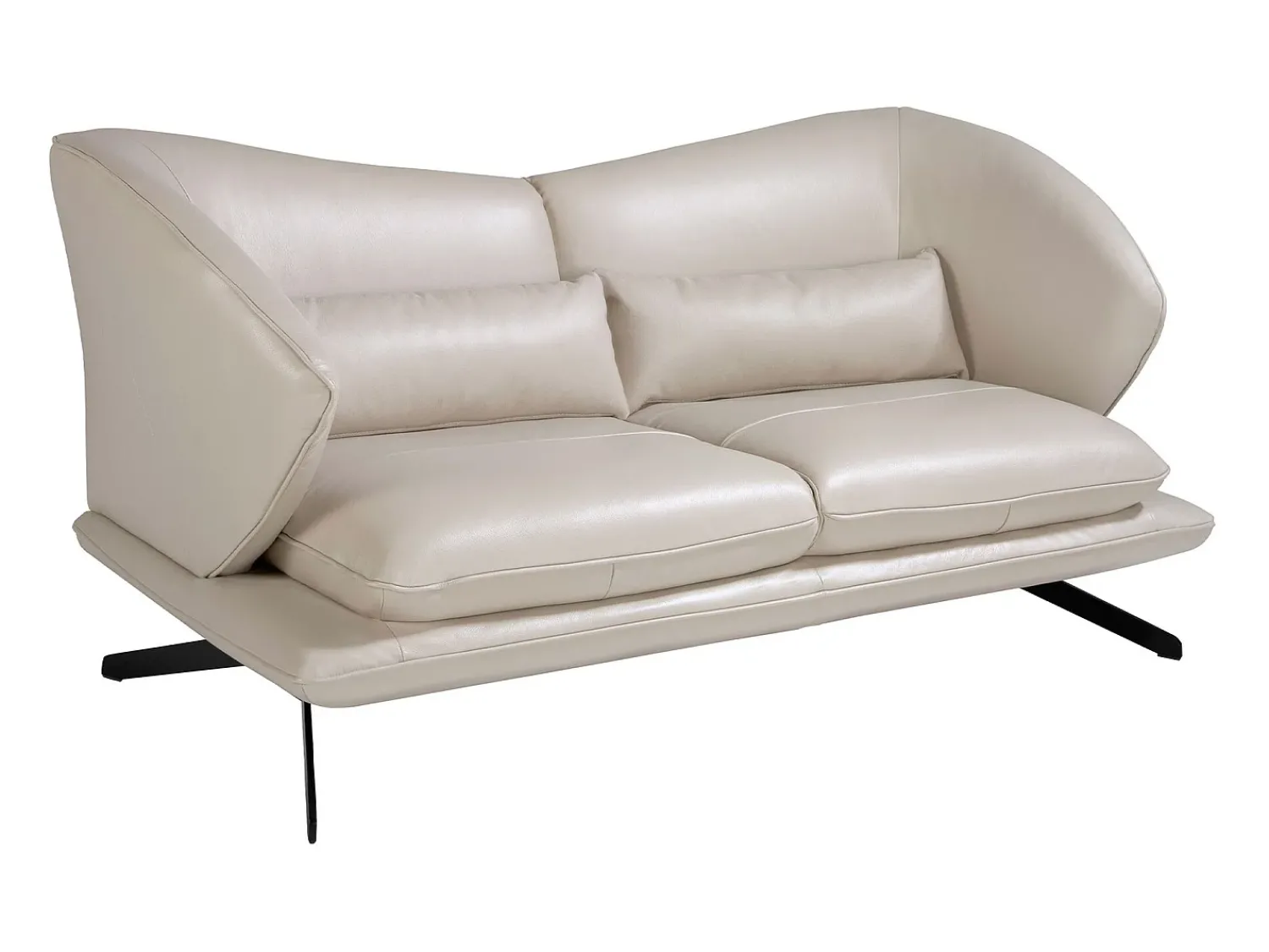 Online Angel Cerda Sofá de 2 lugares em pele cinzenta taupe 6145 Bege