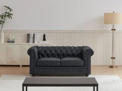 Vente-unique Sofá de 2 lugares em pele de búfalo CHESTERFIELD^ Sofá