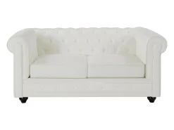 Hot Vente-unique Sofá de 2 lugares em pele de búfalo CHESTERFIELD Branco