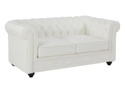 Hot Vente-unique Sofá de 2 lugares em pele de búfalo CHESTERFIELD Branco