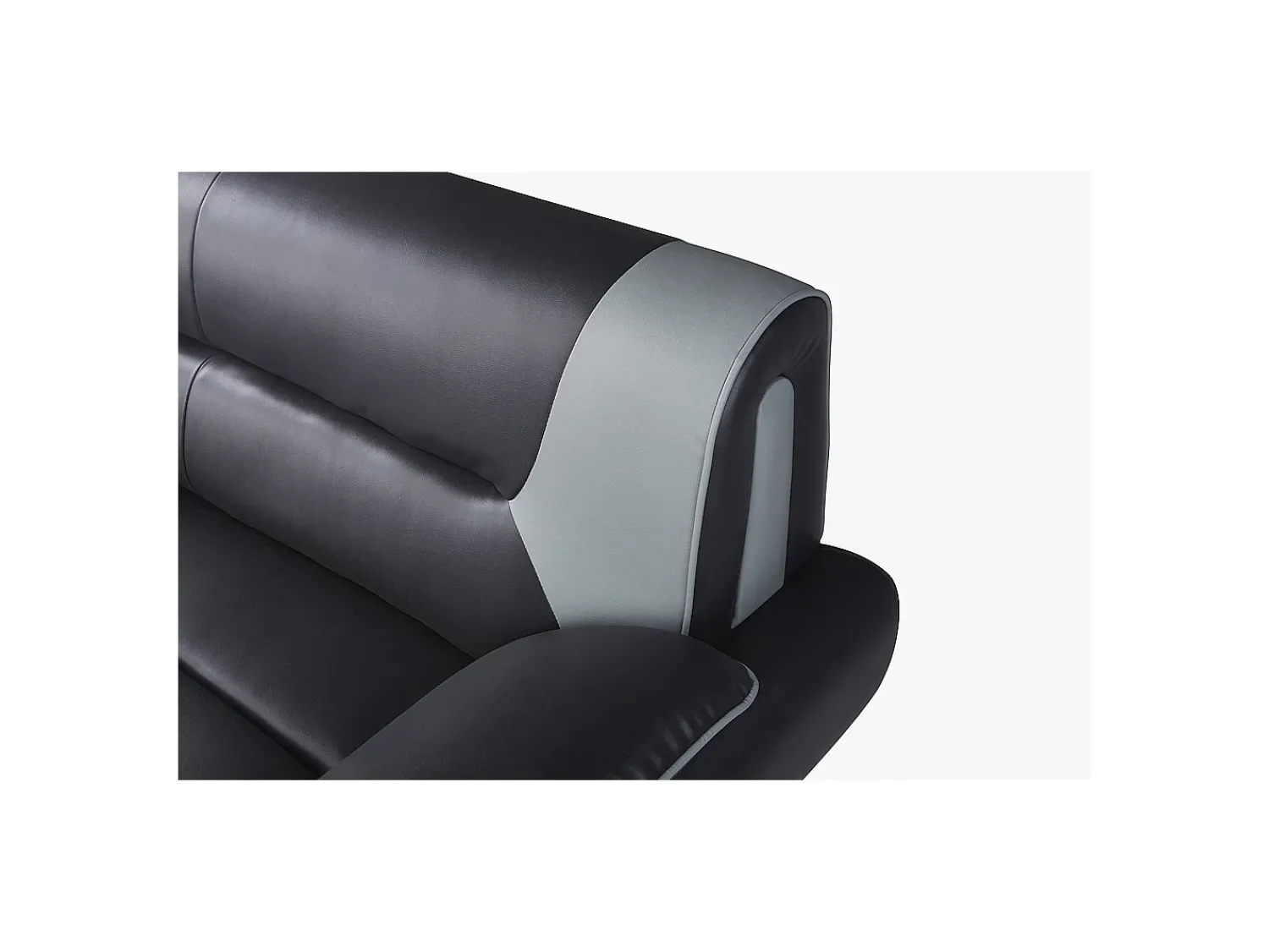 Sale Vente-unique Sofá de 3 lugares em pele sintética Bicolor preto e cinzento - NIGEL Cinzento claro