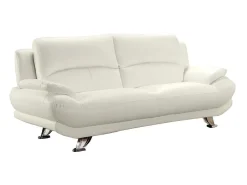 Vente-unique Sofá de 3 lugares em pele sintética Branco - MUSKO^ Sofá