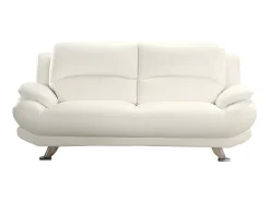 Vente-unique Sofá de 3 lugares em pele sintética Branco - MUSKO^ Sofá