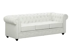 Sofá*Vente-unique Sofá de 3 lugares em pele sintética - CHESTERFIELD Branco