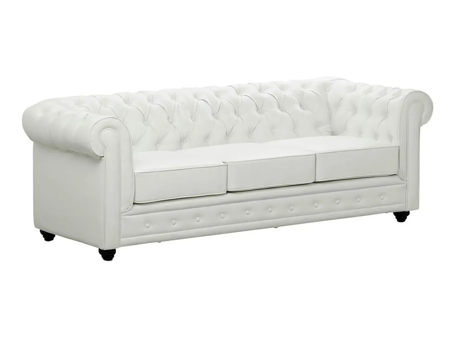 Sofá*Vente-unique Sofá de 3 lugares em pele sintética - CHESTERFIELD Branco
