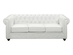 Sofá*Vente-unique Sofá de 3 lugares em pele sintética - CHESTERFIELD Branco