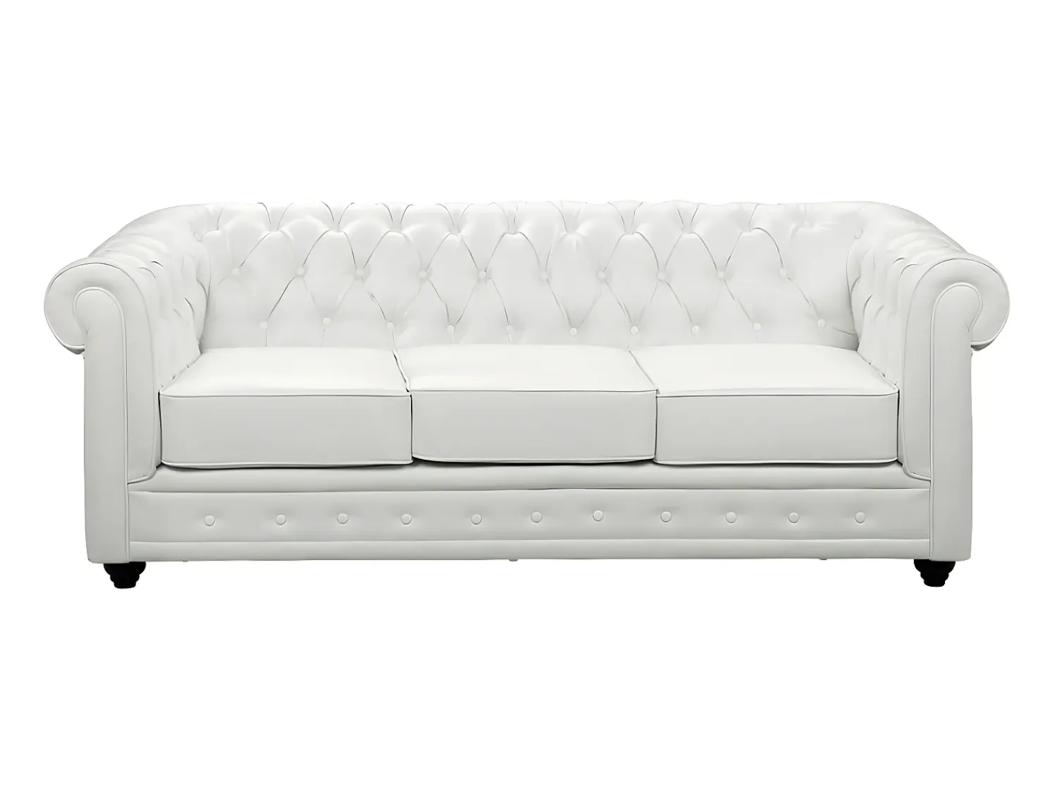 Sofá*Vente-unique Sofá de 3 lugares em pele sintética - CHESTERFIELD Branco