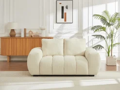 Discount Vente-unique Sofá de 2 lugares em tecido acolchoado estilo design BERENIA Bege