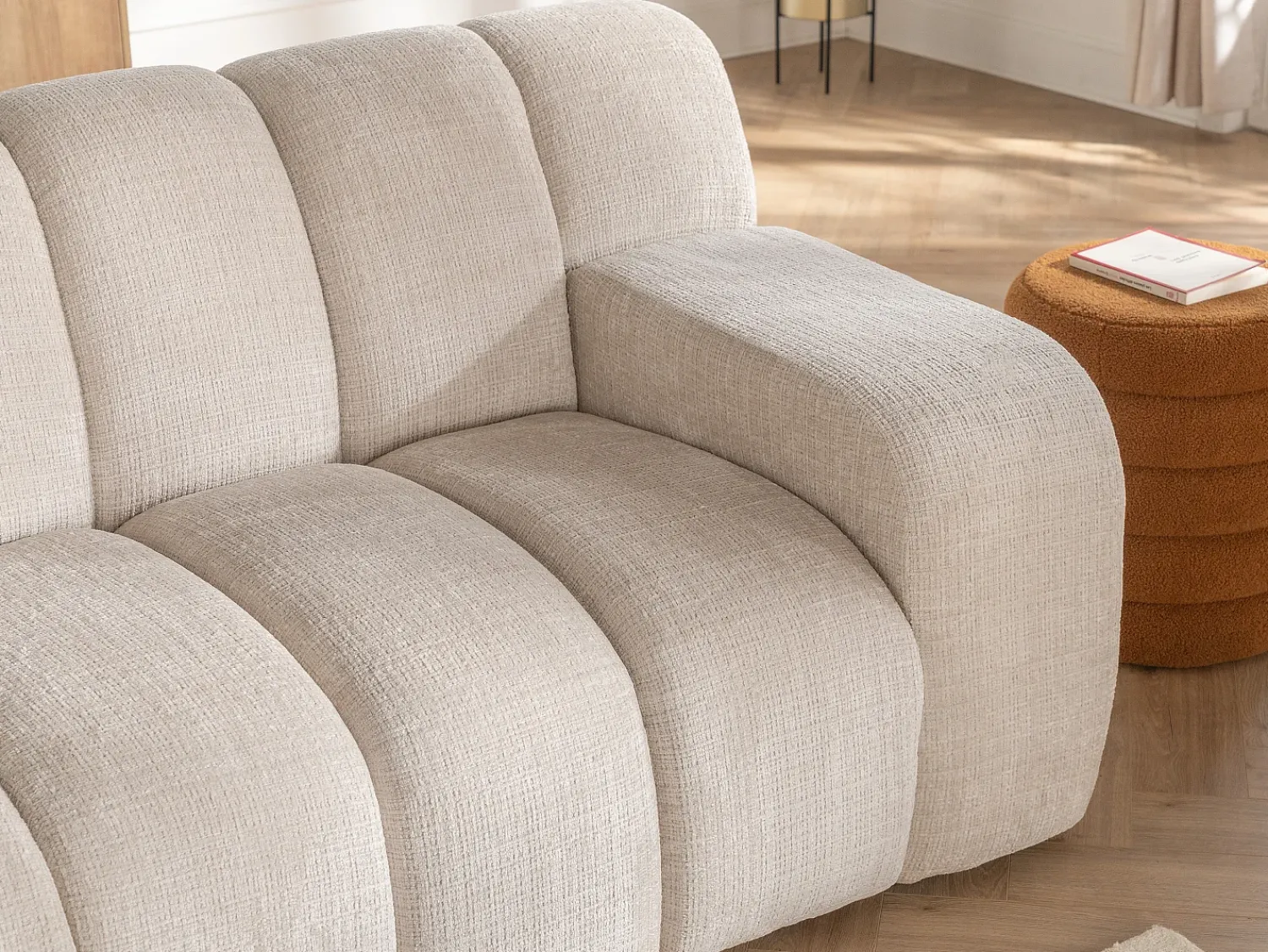 Sofá|Vente-unique Sofá de 3 lugares em tecido chenille cor BELADON Bege
