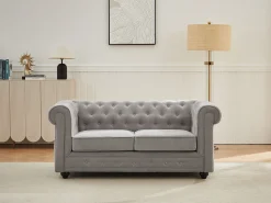 Sofá*Vente-unique Sofá de 2 lugares em tecido cor cinza CHESTERFIELD Cinzento
