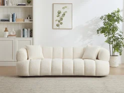 Sofá*Vente-unique Sofá de 3 lugares em tecido bouclette -pérola COLIANI Branco