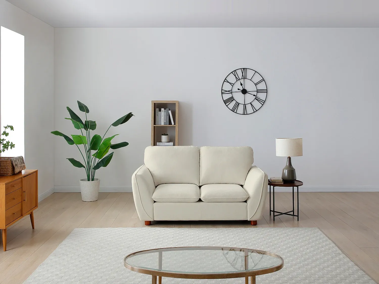 Sofá*Vente-unique Sofá de 2 lugares em tecido de cor branco suave MENARDIA Branco sujo
