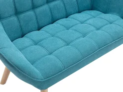 Sofá|Vente-unique Sofá de 2 lugares em tecido azul acolchoado. Estilo escandinavo. CASERTA Azul turquesa