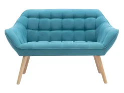 Sofá|Vente-unique Sofá de 2 lugares em tecido azul acolchoado. Estilo escandinavo. CASERTA Azul turquesa