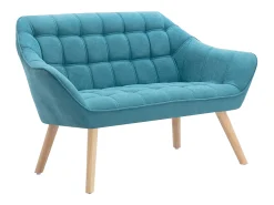 Sofá|Vente-unique Sofá de 2 lugares em tecido azul acolchoado. Estilo escandinavo. CASERTA Azul turquesa