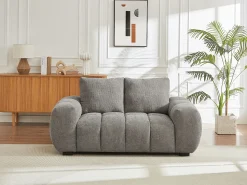 Online Vente-unique Sofá de 2 lugares em tecido cinza acolchoado estilo design BERENIA Cinzento