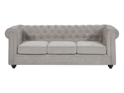 Vente-unique Sofá de 3 lugares em tecido cor cinza CHESTERFIELD^ Sofá
