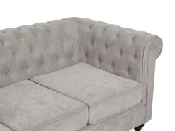 Vente-unique Sofá de 3 lugares em tecido cor cinza CHESTERFIELD^ Sofá