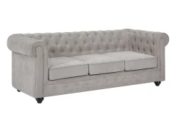 Vente-unique Sofá de 3 lugares em tecido cor cinza CHESTERFIELD^ Sofá