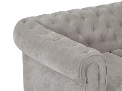Vente-unique Sofá de 3 lugares em tecido cor cinza CHESTERFIELD^ Sofá
