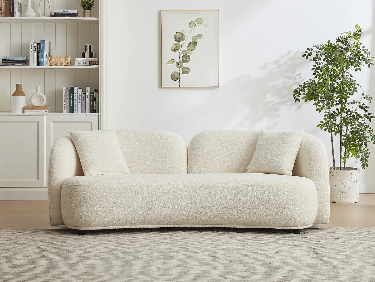 Sale Vente-unique Sofá de 3 lugares em tecido bouclé LINORIA Branco