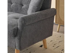 Sofá|Merax Sofá de 2 lugares em tecido chenille com almofadas grossas - 162 x 74 x 77 cm - para sala de estar, quarto - Cinza claro Cinzento