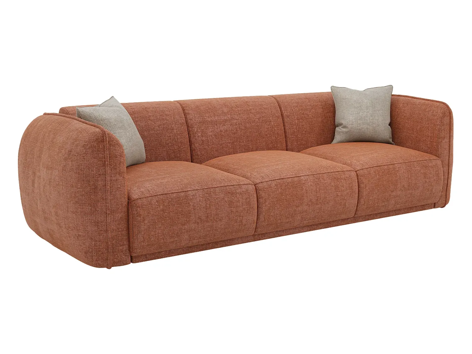 Sofá*Vente-unique Sofá de 3 lugares em tecido chenille JUNETI Terracota