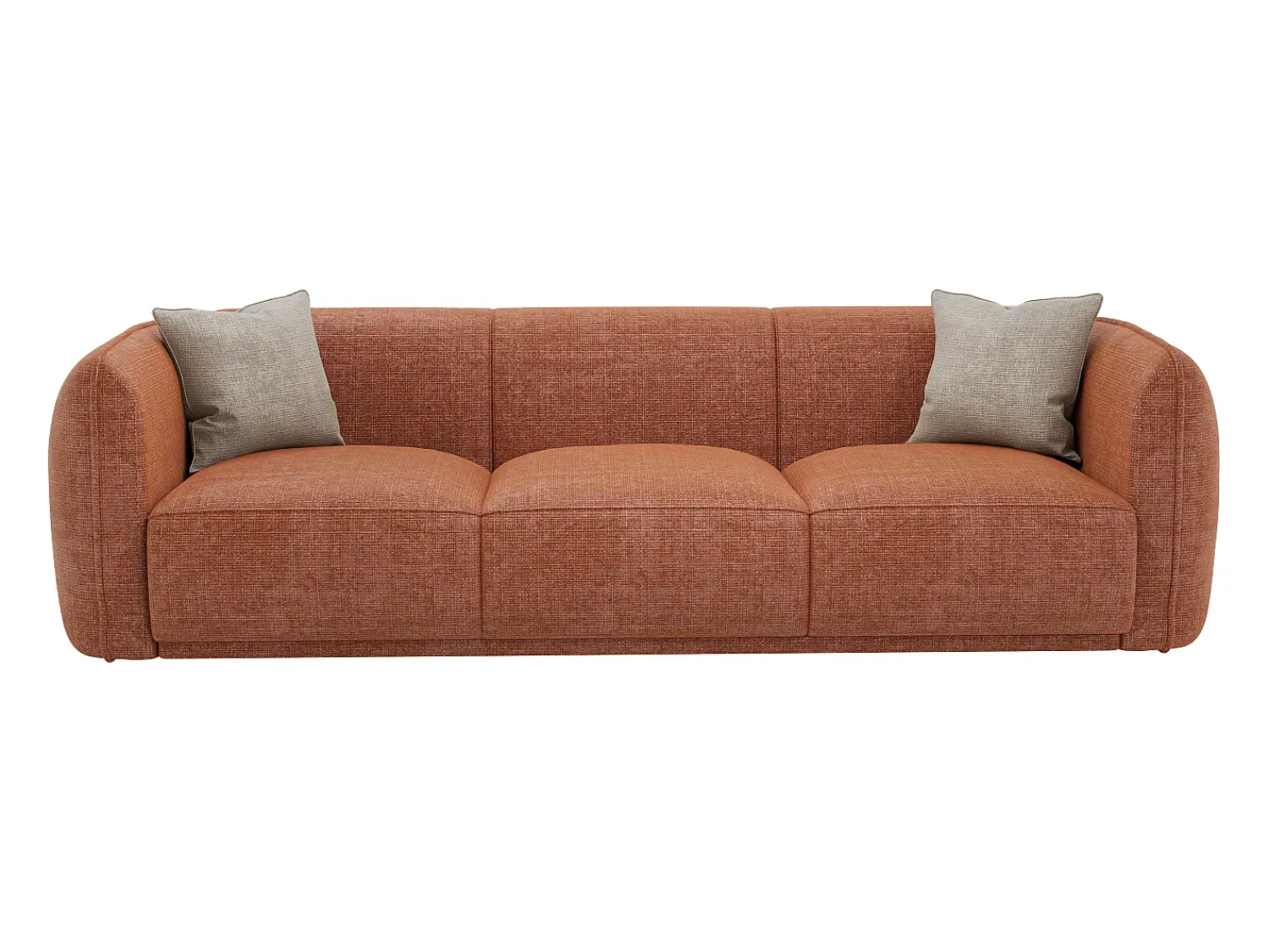 Sofá*Vente-unique Sofá de 3 lugares em tecido chenille JUNETI Terracota