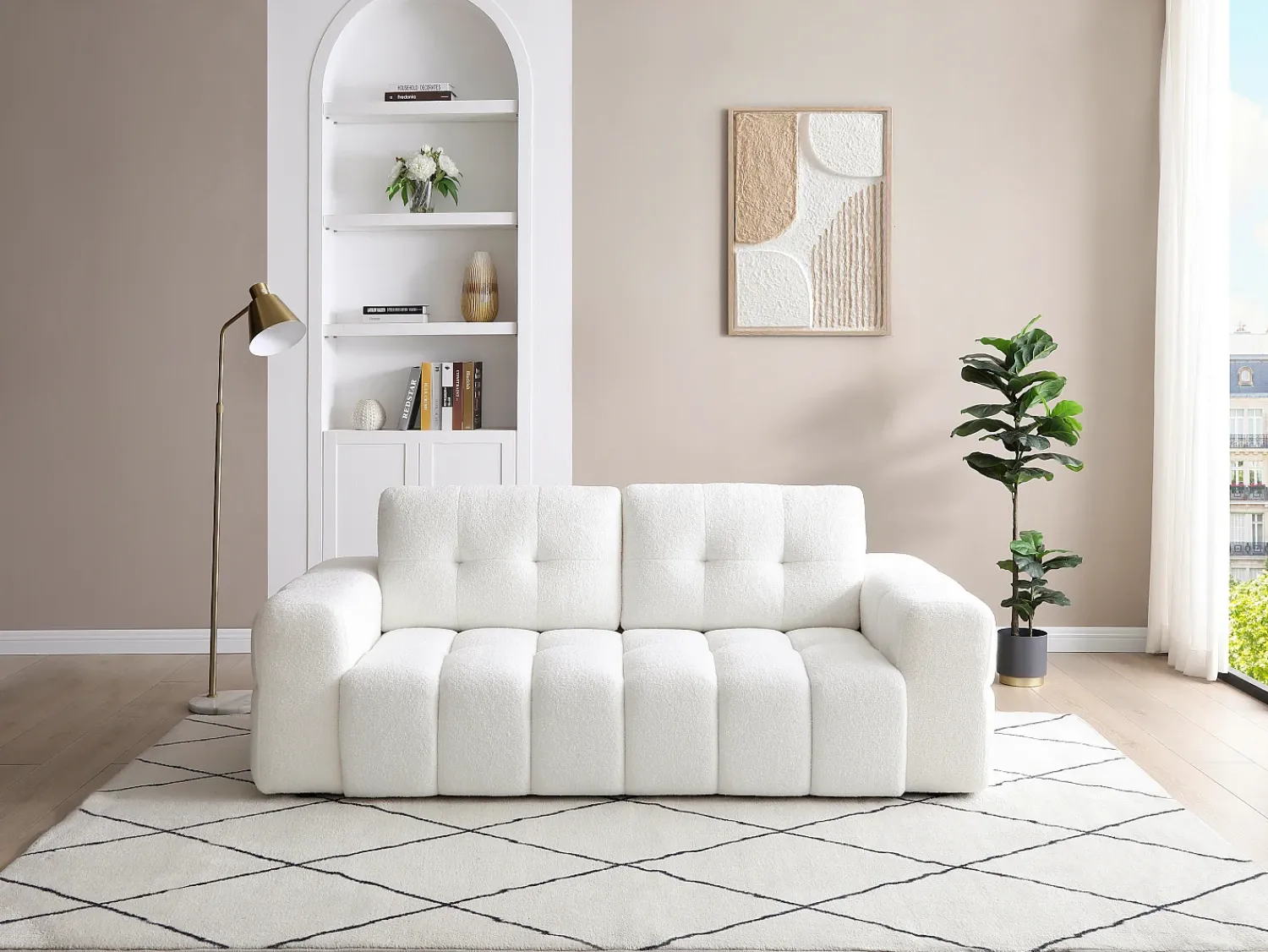 Sofá*Vente-unique Sofá de 2 lugares em tecido bouclé . SOPELANA Branco