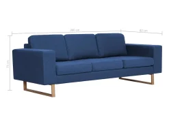 Sofá|vidaxl Sofá de 3 lugares em tecido Azul