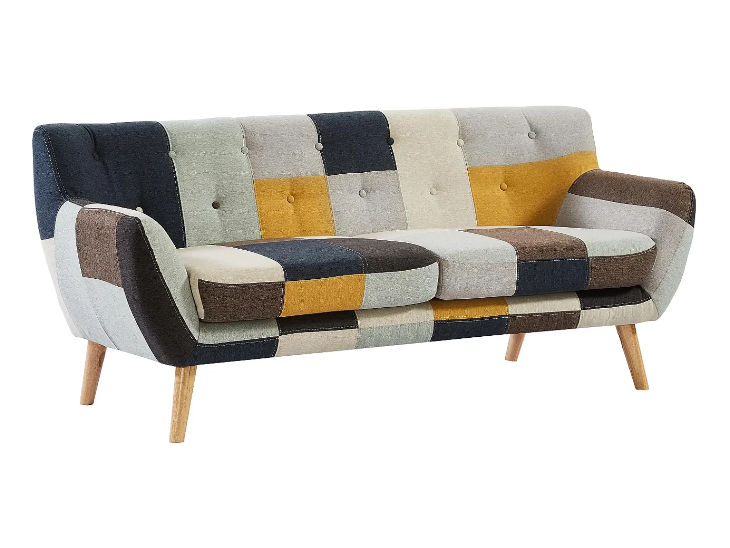 Online Vente-unique Sofá de 3 lugares em tecido patchwork estilo escandinavo SERTI II Multicor