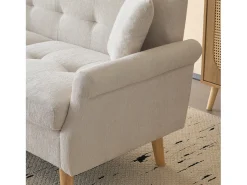 Sofá|Merax Sofá de 2 lugares em tecido chenille com almofadas grossas - 162 x 74 x 77 cm - para sala de estar, quarto - Bege